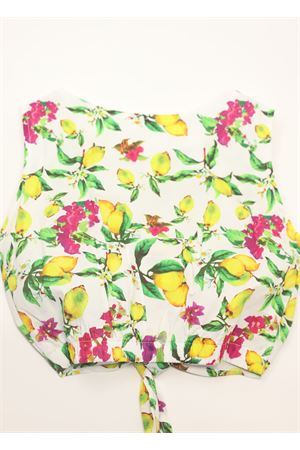 Top bambina con nodo con limoni e bouganvillea Capridea | TOPLIMONIEBOUGANVILLEALEMONSEBOUG